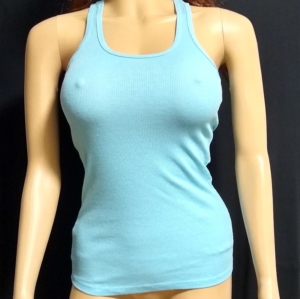 C'est Toi USA Large Turquoise Racer Back Tank Top -- Final Price